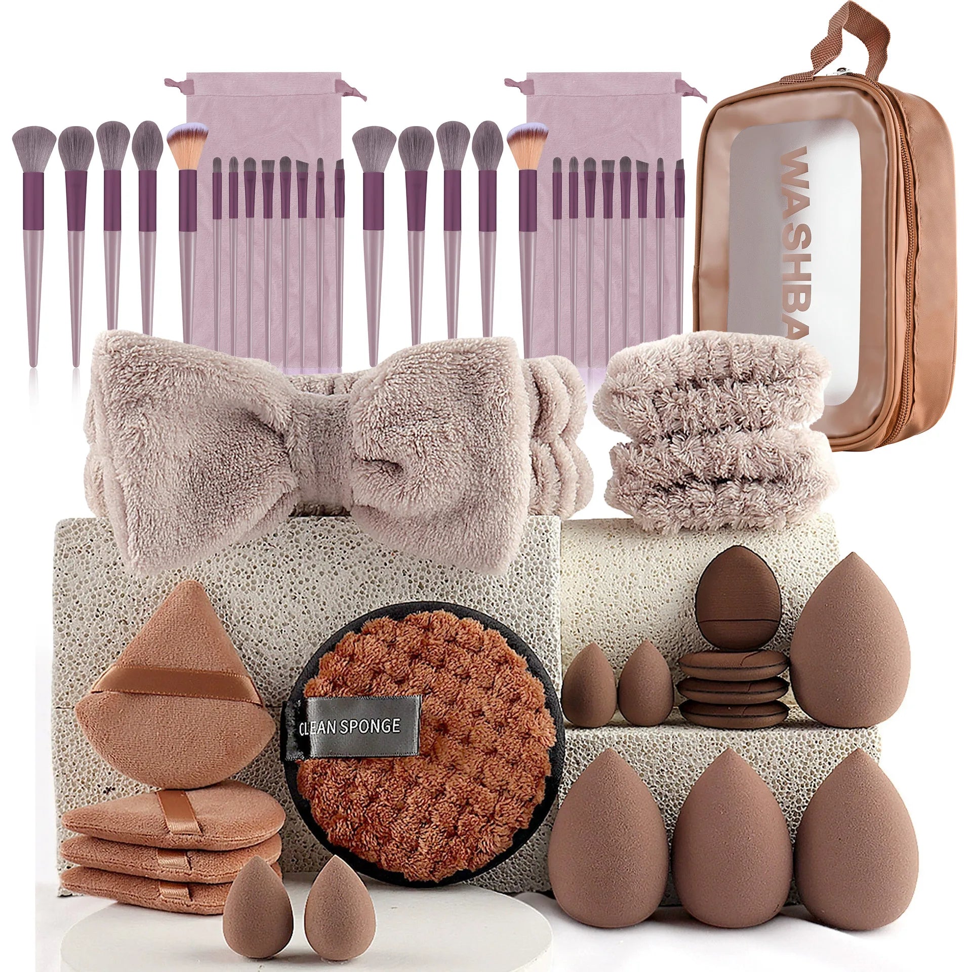 49PC Beauty Makeup Tools Large Combination Set Full Set of Beauty Wash Face Makeup and Hair Label