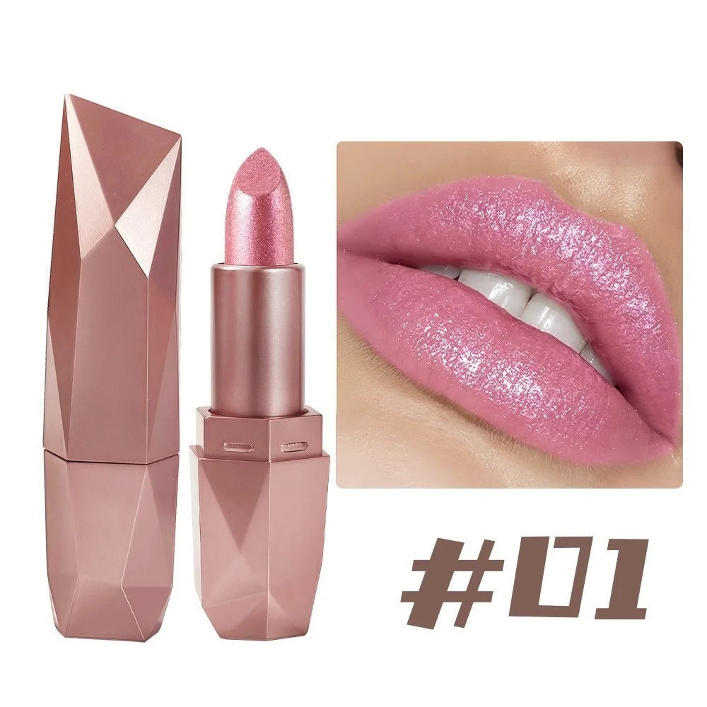 Sexy Natural Diamond Pearl Chemical Liquid Lipstick Shiny Moisturizing Multi Color Lip Makeup Cosmetics