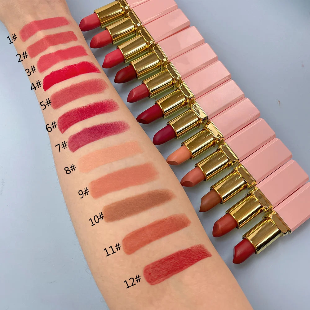 Wholesale Waterproof Long Lasting Pink Nude Brown Matte Lip Gloss Lipstick Private Label Vegan Lipstick