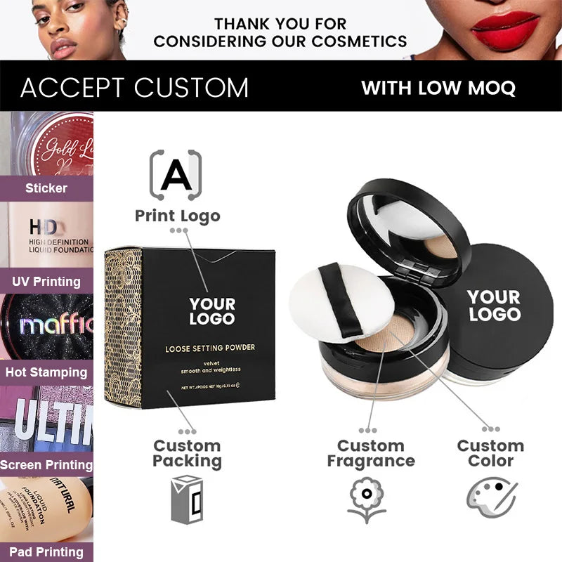 Waterproof Foundation Face Base Makeup Loose Powder Professional Private Label Oil Control Setting Powder