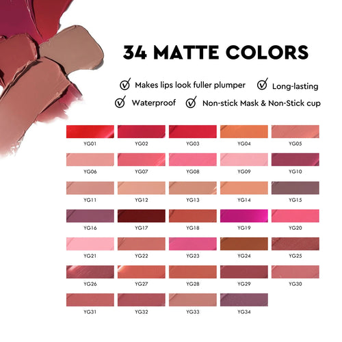 34 Matte Shades OEM Custom Logo Vegan High Pigment Long Lasting 6ml Liquid Lipstick Makeup Cosmetic Maker Supplier Wholesale