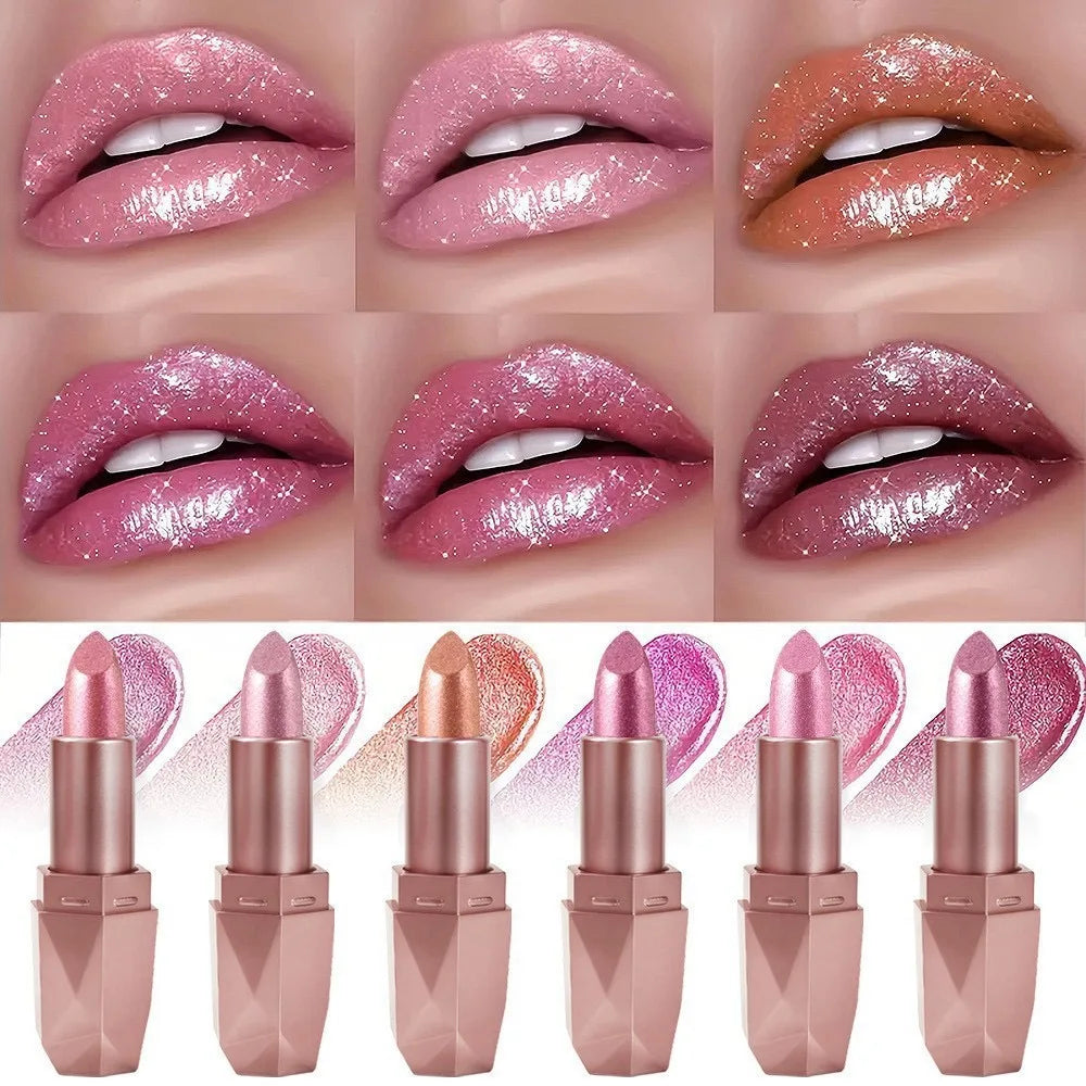 Sexy Natural Diamond Pearl Chemical Liquid Lipstick Shiny Moisturizing Multi Color Lip Makeup Cosmetics