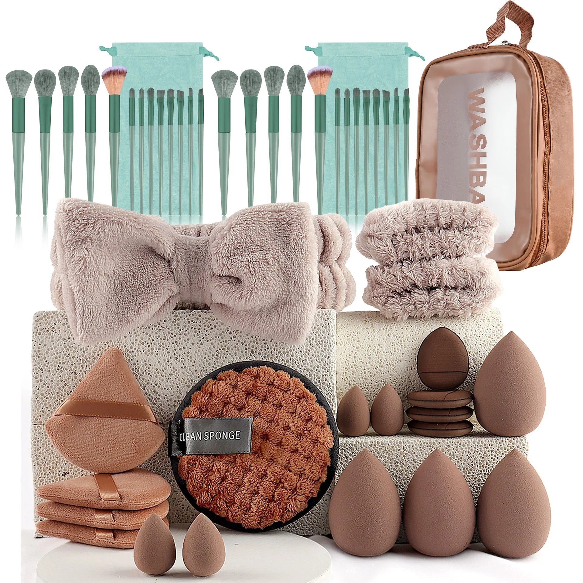 49PC Beauty Makeup Tools Large Combination Set Full Set of Beauty Wash Face Makeup and Hair Label