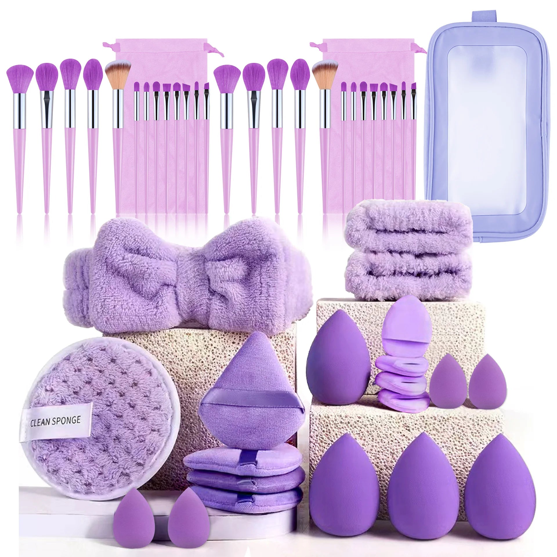 49PC Beauty Makeup Tools Large Combination Set Full Set of Beauty Wash Face Makeup and Hair Label