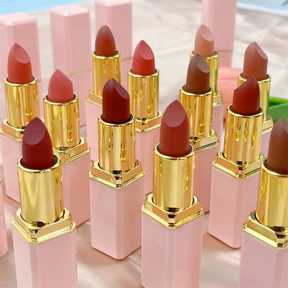 Wholesale Waterproof Long Lasting Pink Nude Brown Matte Lip Gloss Lipstick Private Label Vegan Lipstick